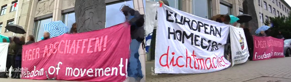 Kundgebung gegen European Homecare vor dem Essener Landgericht